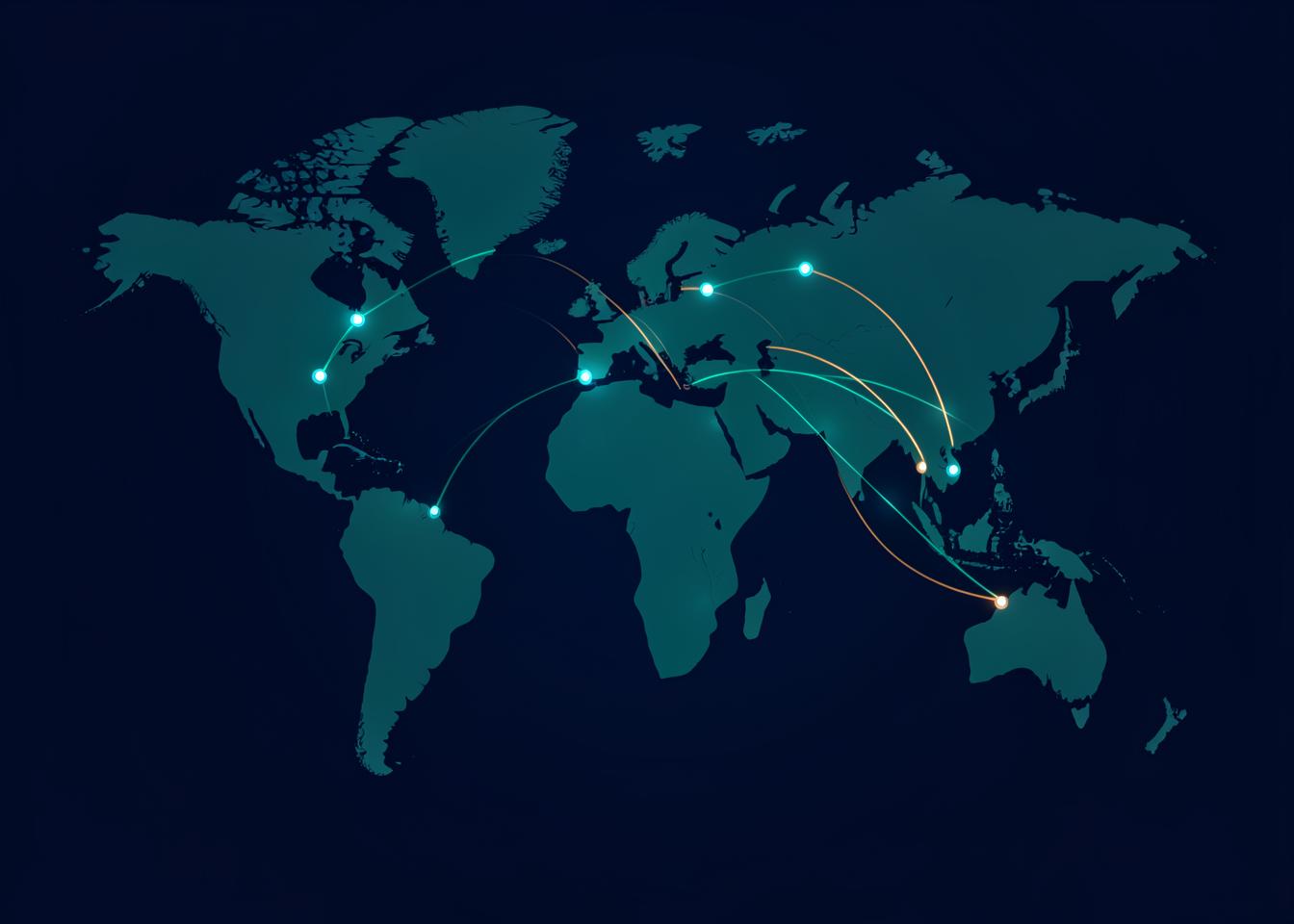 World map of international relocation routes with destination markers
